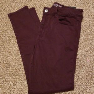 American Eagle Soft Skinny Burgundy Jeans